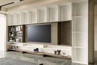 Custom Furniture Cipayung Jakarta Timur rak TV dinding minimalis.