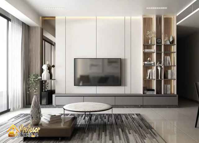 Jasa pembuatan Backdrop TV Terdekat Bekasi desain modern minimalis elegan