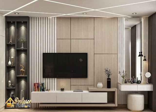 Jasa pembuatan Backdrop TV Terdekat Bekasi desain modern minimalis elegan
