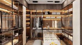 Custom Lemari Pakaian Tangerang model walk-in closet mewah ala selebgram hits