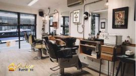 Meja Barbershop Terbaru Jakarta lengkap dengan cermin LED backlight custom