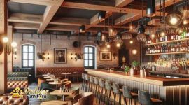 Custom furniture restoran Tangerang spesialis booth sofa dan meja bar