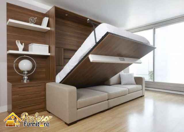 Dipan custom lipat dinding untuk solusi ruang tamu multifungsi Depok