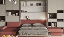 Dipan custom lipat dinding untuk solusi ruang tamu multifungsi Depok