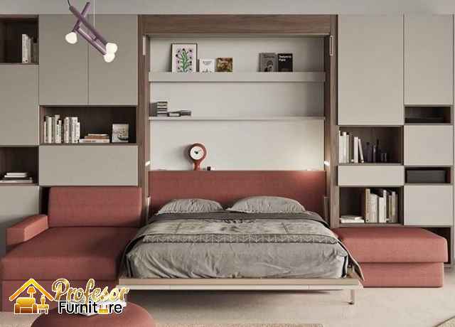 Dipan custom lipat dinding untuk solusi ruang tamu multifungsi Depok