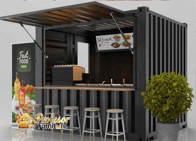 Desain Custom Booth Makanan Event Industrial Kontainer Mini