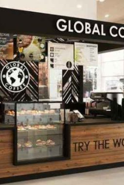 Booth mall custom khusus jualan kopi kekinian desain unik area Jakarta