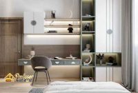 Custom meja belajar minimalis Bekasi untuk kamar sempit gratis pasang