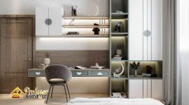 Custom meja belajar minimalis Bekasi untuk kamar sempit gratis pasang