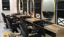 Meja Barbershop minimalis custom bahan multiplek finishing HPL