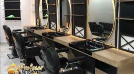 Meja Barbershop minimalis custom bahan multiplek finishing HPL