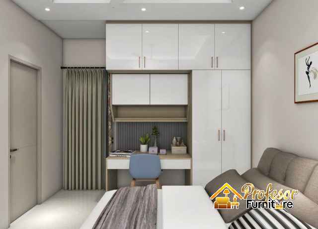 Lemari pakaian minimalis Jakarta Utara solusi penyimpanan untuk apartemen studio.