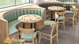 Custom furniture restoran Bekasi desain industrial pengerjaan cepat