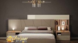 Tempat tidur custom dengan sandaran busa empuk motif panel dinding Jakarta Timur