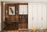 Custom Lemari Pakaian Cikarang bahan HPL motif kayu asli anti gores premium