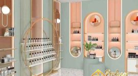 Jasa pembuatan display toko skincare mewah Jakarta