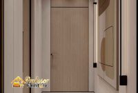 Pintu HPL minimalis custom konsep hidden door menyatu dengan lemari Area Depok