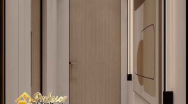 Pintu HPL minimalis custom konsep hidden door menyatu dengan lemari Area Depok