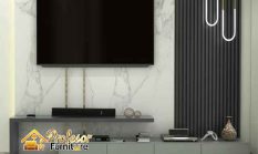 Custom Backdrop TV Depok untuk ruang tamu apartemen kecil