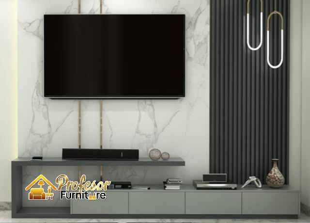 Custom Backdrop TV Depok untuk ruang tamu apartemen kecil