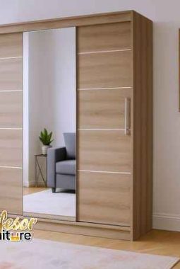 Lemari pakaian pintu geser Cikarang bisa custom ukuran sesuai ruangan rumah anda