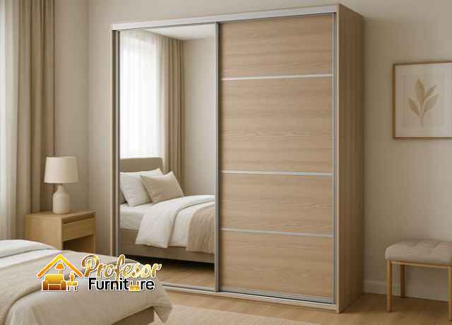 Lemari pakaian pintu geser Cikarang bisa custom ukuran sesuai ruangan rumah anda