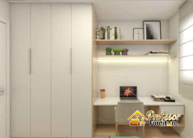 Lemari pakaian minimalis Jakarta Utara solusi penyimpanan untuk apartemen studio.