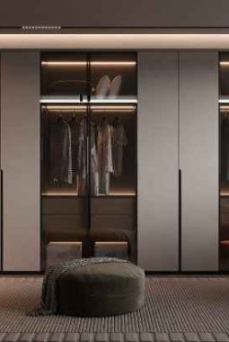 Custom Lemari Pakaian Bogor full plafon untuk apartemen studio multifungsi