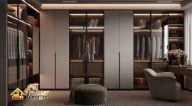 Custom Lemari Pakaian Bogor full plafon untuk apartemen studio multifungsi