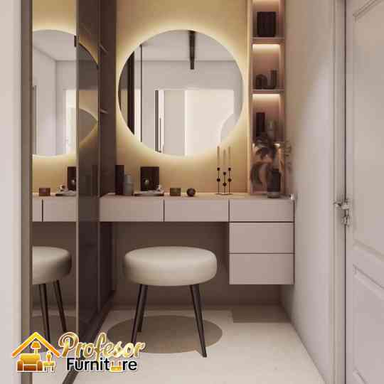 Jasa custom meja rias minimalis Jakarta HPL premium