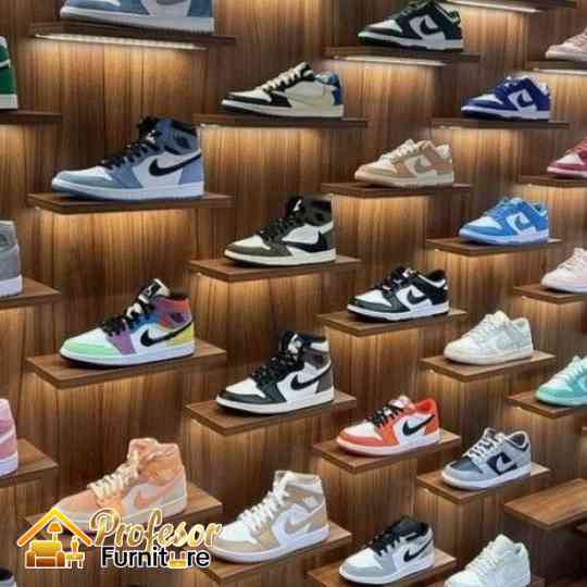 Custom Display Toko Sepatu Minimalis Bahan Anti Rayap Tangerang