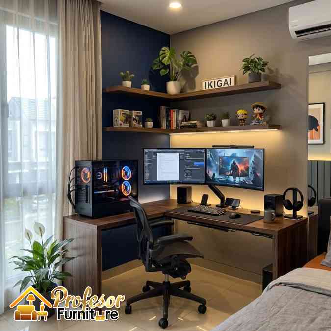 Custom Meja Komputer Bekasi Utara Sudut Ruangan