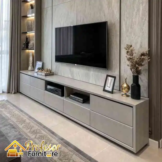 Jasa custom meja tv minimalis bekasi desain luxury anti pasaran
