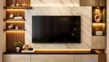 Jasa custom meja tv minimalis Depok harga langsung workshop