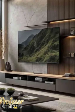 meja tv custom minimalis Bogor untuk rumah modern mewah