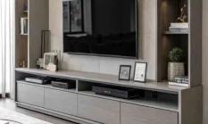 custom meja tv minimalis Cipayung Jakarta bahan anti rayap awet