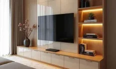 meja tv minimalis custom Cibinong Bogor cocok apartemen aesthetic