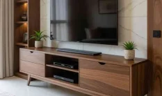 custom meja tv minimalis Balaraja Tangerang model japandi viral