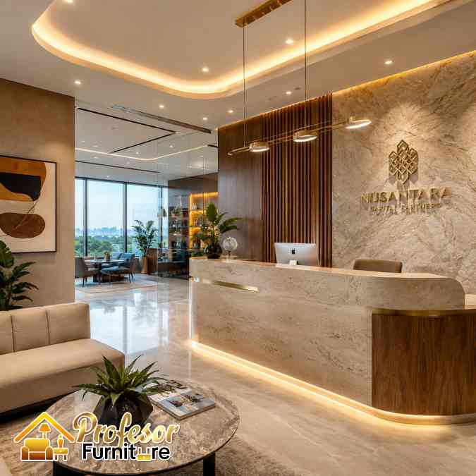 Jasa Meja Resepsionis Kantor Bekasi Estetik Premium