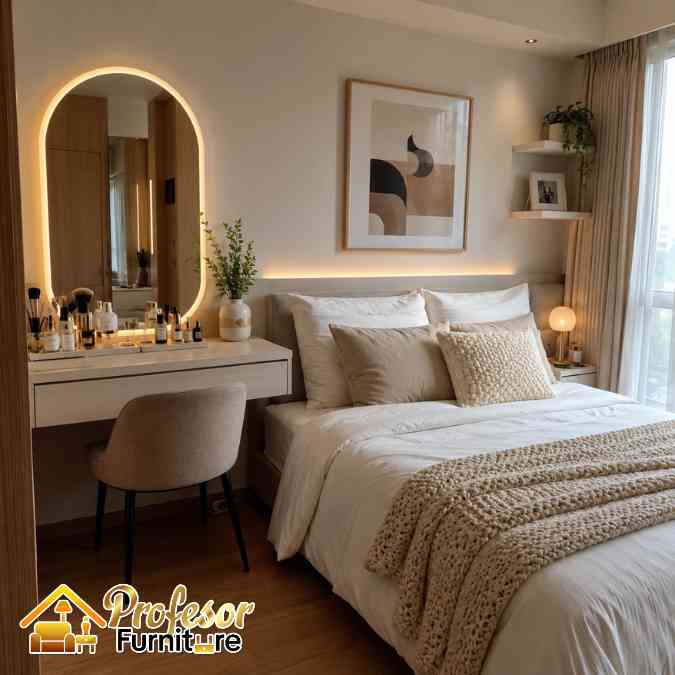 Jasa Meja Rias Apartemen Bekasi Custom Pas di Sebelah Ranjang