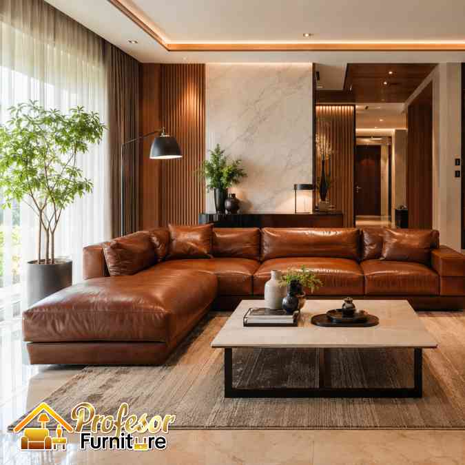 Jasa Sofa Modular Depok Kulit Asli Mewah & Anti Kelupas