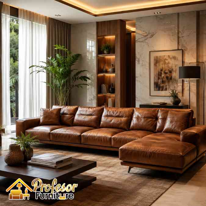 Jasa Sofa Modular Depok Kulit Asli Mewah & Anti Kelupas