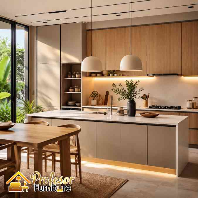 Jasa Kabinet Dapur Japandi HPL Premium Gratis Desain